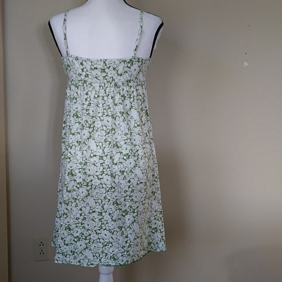 Ann Taylor Loft Floral Tiered Ruffle Empire Waist Sundress S Green White Pattern - Picture 9 of 16